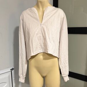 Missguided Cream Zip-Up Crop Top